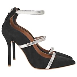 Autre Marque-Malone Souliers Robyn Ankle Strap Pumps in Black Suede-Black