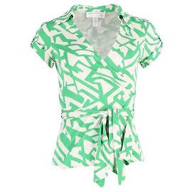 Camicetta avvolgente stampata Diane von Furstenberg in seta verde Altro