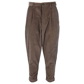 Pantalon Carrot Ami en Velours Côtelé de Coton Marron Marron Rouge