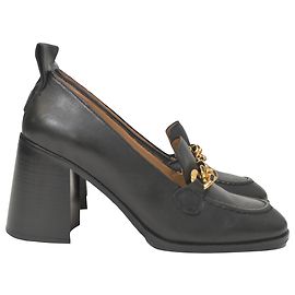 Chloé See by Chloe Mocassins à talons Mahe en cuir noir Noir