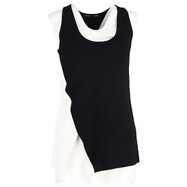 Proenza Schouler Top de malha assimétrica sem mangas de lã preta e branca Preto
