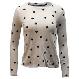 Proenza Schouler Top de manga comprida com estampa de bolinhas em algodão branco e preto Branco Cru