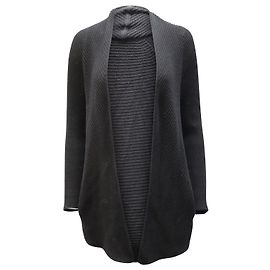 Helmut Lang Gerippter Cardigan aus schwarzer Wolle Schwarz