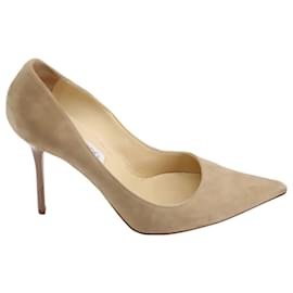 Jimmy Choo-Zapatos de salón Jimmy Choo Romy 85 en ante beige-Beige