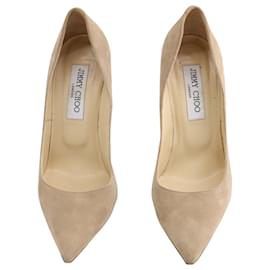 Jimmy Choo-Zapatos de salón Jimmy Choo Romy 85 en ante beige-Beige