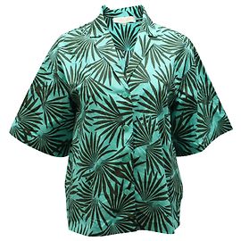 Camicia con stampa tropicale Diane Von Furstenberg in cotone verde e nero Altro Stampa python