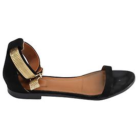 Givenchy Ankle Cuff Flat Sandals in Black Leather Black