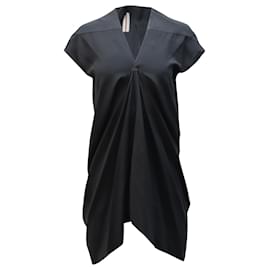 Rick Owens-Vestido midi asimétrico drapeado de Rick Owens en cupro negro-Negro