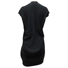 Rick Owens-Vestido midi asimétrico drapeado de Rick Owens en cupro negro-Negro