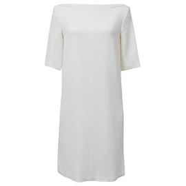 Céline-Celine-Kleid mit U-Boot-Ausschnitt aus weißer Baumwolle-Weiß,Roh
