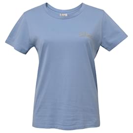 Céline-Camiseta de manga corta con logo Celine de algodón azul-Azul,Azul claro