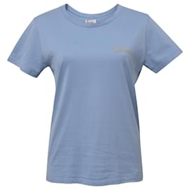 Céline-Kurzärmliges T-Shirt mit Celine-Logo aus blauer Baumwolle-Blau,Hellblau