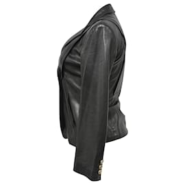 Gucci-Gucci-Jacke mit Knopfleiste vorne aus schwarzem Leder-Schwarz