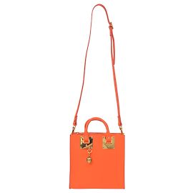Sophie Hulme Mini Albion Tote em couro laranja Laranja Coral