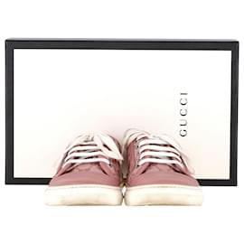 Gucci-Gucci GG Monogram Low Top Sneakers in Pink Leather-Brown,Pink