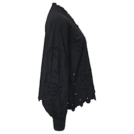 Roseanna-Camisa de manga larga con ojales Sea Fern en algodón negro-Negro