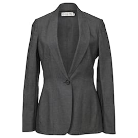 Dior-Christian Dior Einknopf-Blazer aus grauer Wolle-Grau