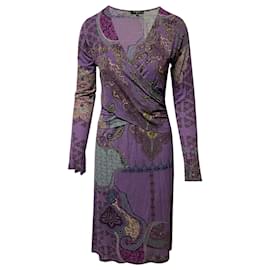 Etro-Etro Wickelkleid mit Paisley-Print aus lila Wolle-Andere