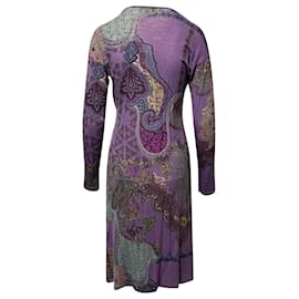 Etro-Vestido cruzado con estampado de cachemira en lana violeta de Etro-Otro