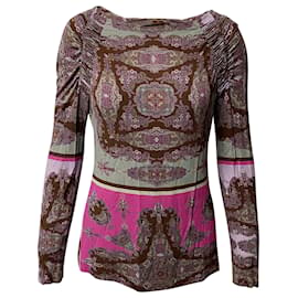 Etro-Etro Top mit Paisley-Print aus mehrfarbiger Seide-Andere,Python drucken