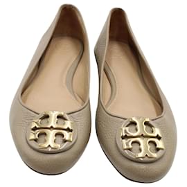 Tory Burch-Tory Burch – Reva – Ballerinas aus grauem Leder-Grau