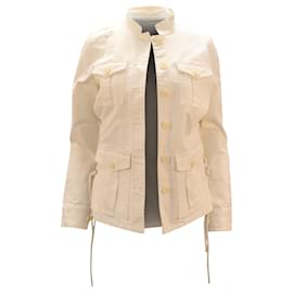 Tory Burch-Veste Tory Burch Sergeant Pepper en coton blanc-Blanc,Écru