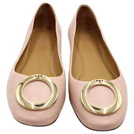 Tory Burch-Tory Burch – Caterina – Ballerinas aus rosa Leder-Pink