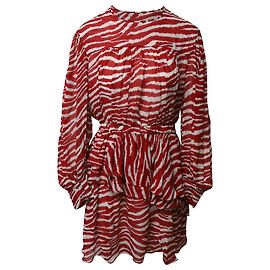 Étoile Isabel Marant Java Printed Draped Dress in Red Viscose Other