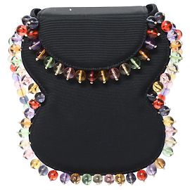 Borsa By Far Frida in grosgrain in viscosa nera Nero
