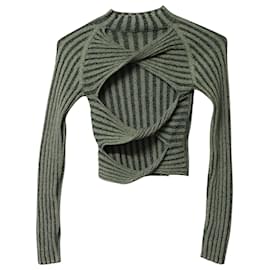 Autre Marque-Dion Lee Natural Stripe Rib LS Top in Green Cotton-Green