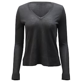 The row-Jersey con cuello de pico The Row en lana negra-Negro