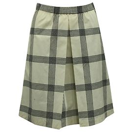 Falda hasta la rodilla plisada a cuadros de Tory Burch en algodón color crema Otro Impresión de pitón