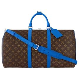 Louis Vuitton-LV Keepall 50 bandouliere macassar azul-Azul