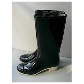 Chanel-Botas de lluvia CHANEL negras en muy buen estado talla 38.-Negro