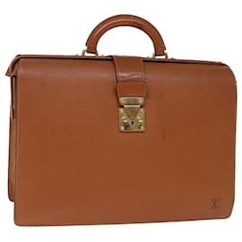 Louis Vuitton-LOUIS VUITTON Epi Serviette Fermoir Businesstasche Braun M54358 LV Auth 74051-Braun