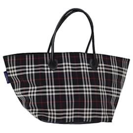 Autre Marque-Burberrys Nova Check Blue Label Sac cabas Nylon Noir Blanc Auth bs14251-Noir,Blanc