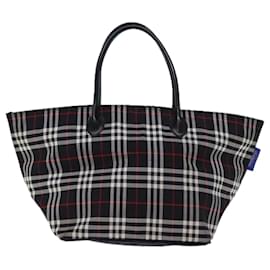 Autre Marque-Burberrys Nova Check Blue Label Sac cabas Nylon Noir Blanc Auth bs14251-Noir,Blanc