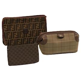 Autre Marque-Burberrys Fendi Celine Zucca Pochette en toile Toile 3Set Marron Noir Auth 72896-Marron,Noir