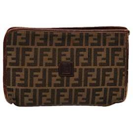 Autre Marque-Burberrys Fendi Celine Zucca Pochette en toile Toile 3Set Marron Noir Auth 72896-Marron,Noir