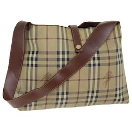 Burberry-BURBERRY Nova Check Bolso de hombro PVC Beige Autenticación 75145-Beige