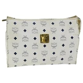 MCM-Bolso Clutch MCM Vicetos Logogram PVC Blanco Auth 75007-Blanco