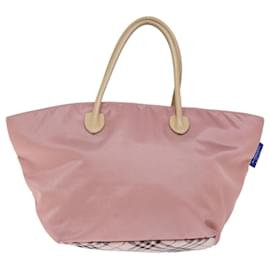 Burberry-BURBERRY Nova Check Blue Label Bolso de mano Nylon Rosa Auth bs14275-Rosa