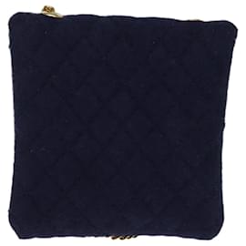 Chanel-CHANEL Kettenbeutel Canvas Navy CC Auth 74394-Marineblau