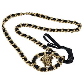 Gianni Versace Cinturón de cadena metal 35 "" Oro Auth am6254 Dorado