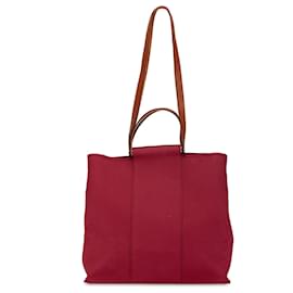 Hermès-Bolsa de viaje roja Hermès Toile Cabag Twist GM-Roja