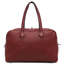Hermès-Bolsa de ombro Hermès Clemence Victoria II 35 vermelha-Vermelho