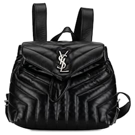 Saint Laurent-Mochila Loulou pequeña de cuero acolchado de Saint Laurent en negro-Negro