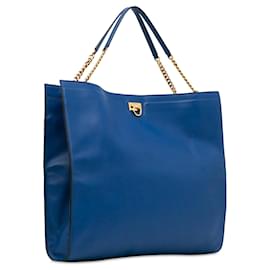 Salvatore Ferragamo-Sacola Ferragamo Trifolio Azul-Azul