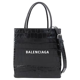 Balenciaga-Bolsa de compras preta Balenciaga Croc em couro com relevo XXS-Preto