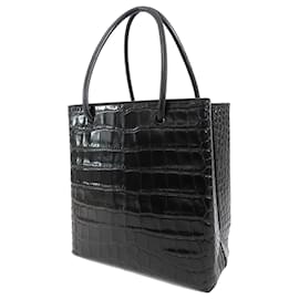 Balenciaga-Bolsa de compras preta Balenciaga Croc em couro com relevo XXS-Preto